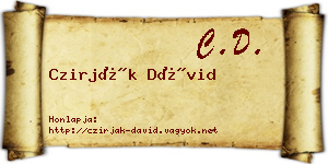 Czirják Dávid névjegykártya