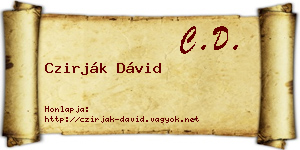 Czirják Dávid névjegykártya